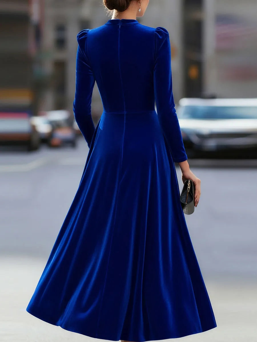 Vestido de Invitada de Boda Midi Elegante Sofisticado con Manga Larga