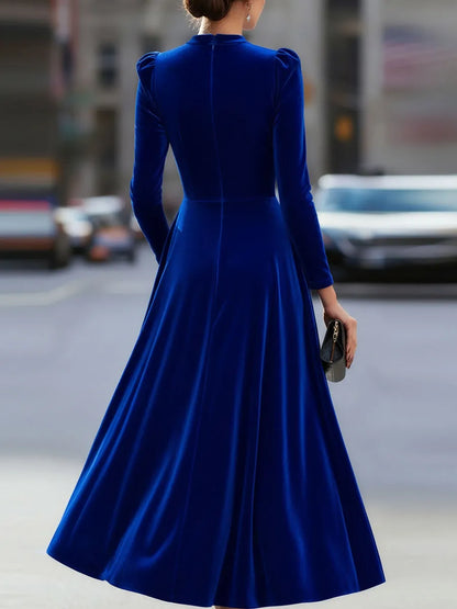 Vestido de Invitada de Boda Midi Elegante Sofisticado con Manga Larga