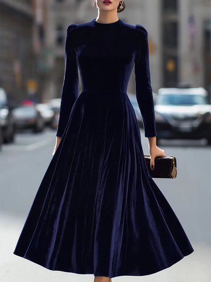 Vestido de Invitada de Boda Midi Elegante Sofisticado con Manga Larga