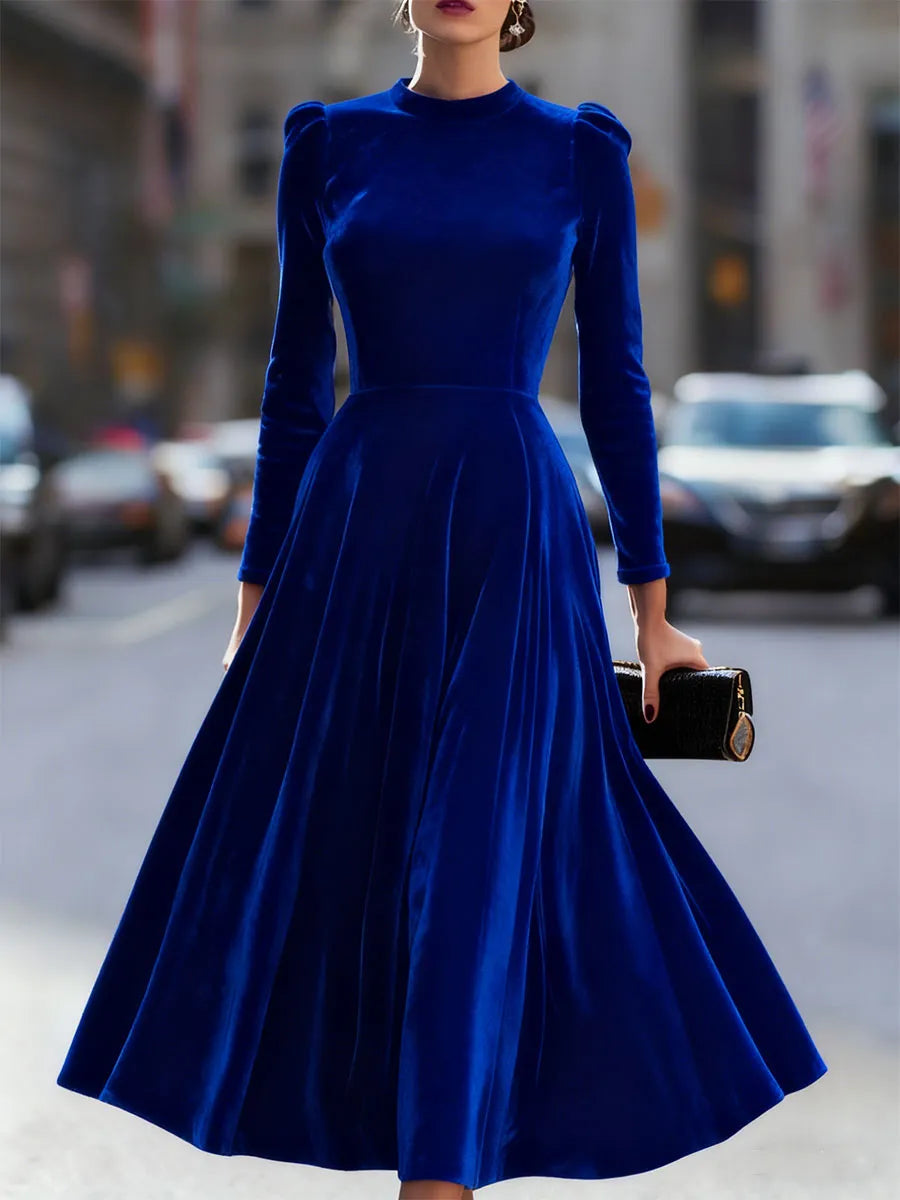 Vestido de Invitada de Boda Midi Elegante Sofisticado con Manga Larga