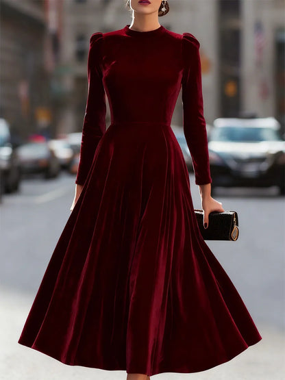 Vestido de Invitada de Boda Midi Elegante Sofisticado con Manga Larga
