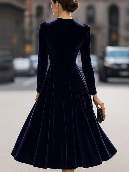 Vestido de Invitada de Boda Midi Elegante Sofisticado con Manga Larga