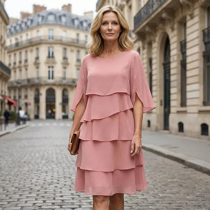 Vestido de Invitada de Boda Midi Elegante Sofisticado con Volantes