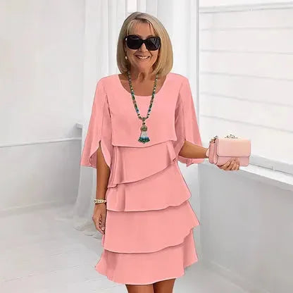 Vestido de Invitada de Boda Midi Elegante Sofisticado con Volantes