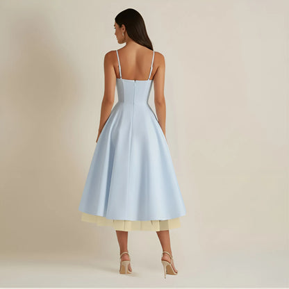 Vestido de Invitada de Boda Midi Elegante de Verano con Tirantes
