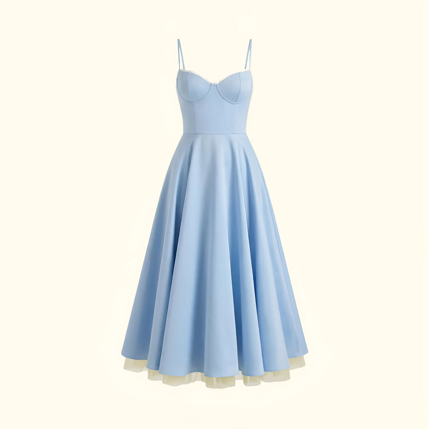 Vestido de Invitada de Boda Midi Elegante de Verano con Tirantes