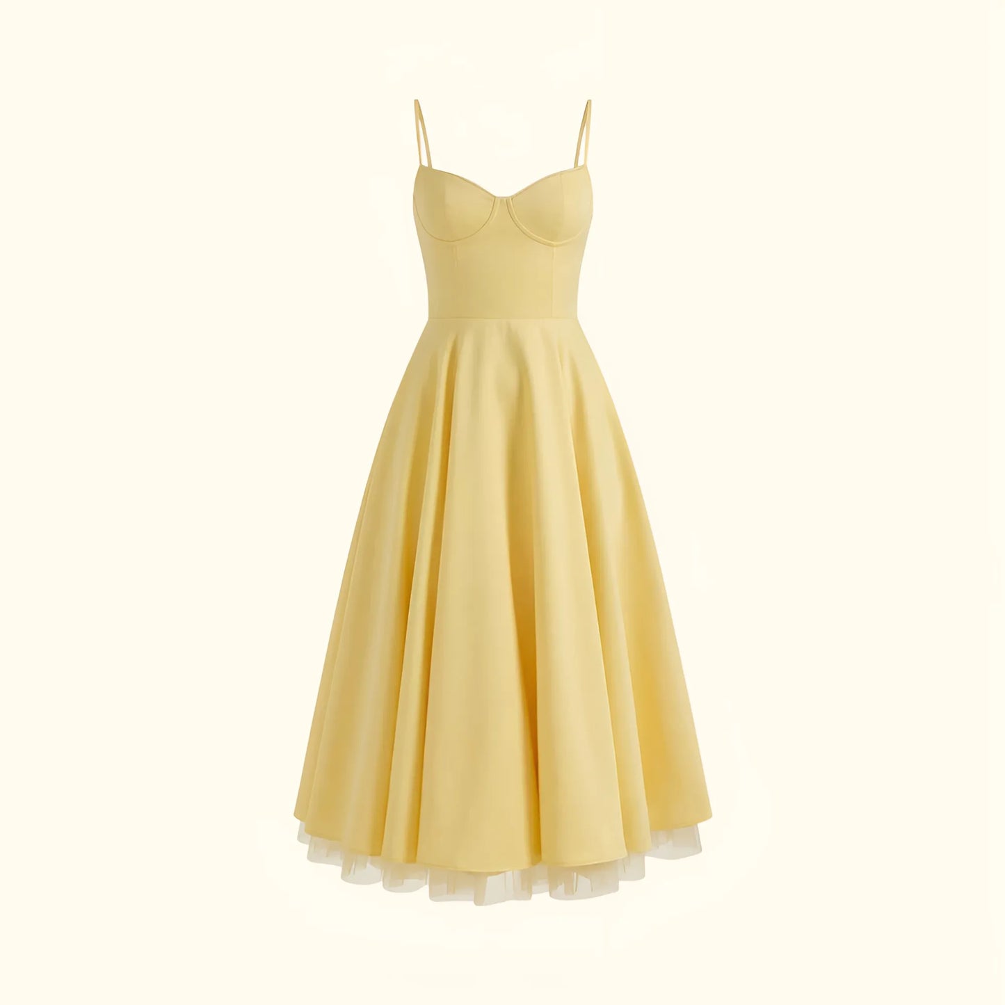 Vestido de Invitada de Boda Midi Elegante de Verano con Tirantes