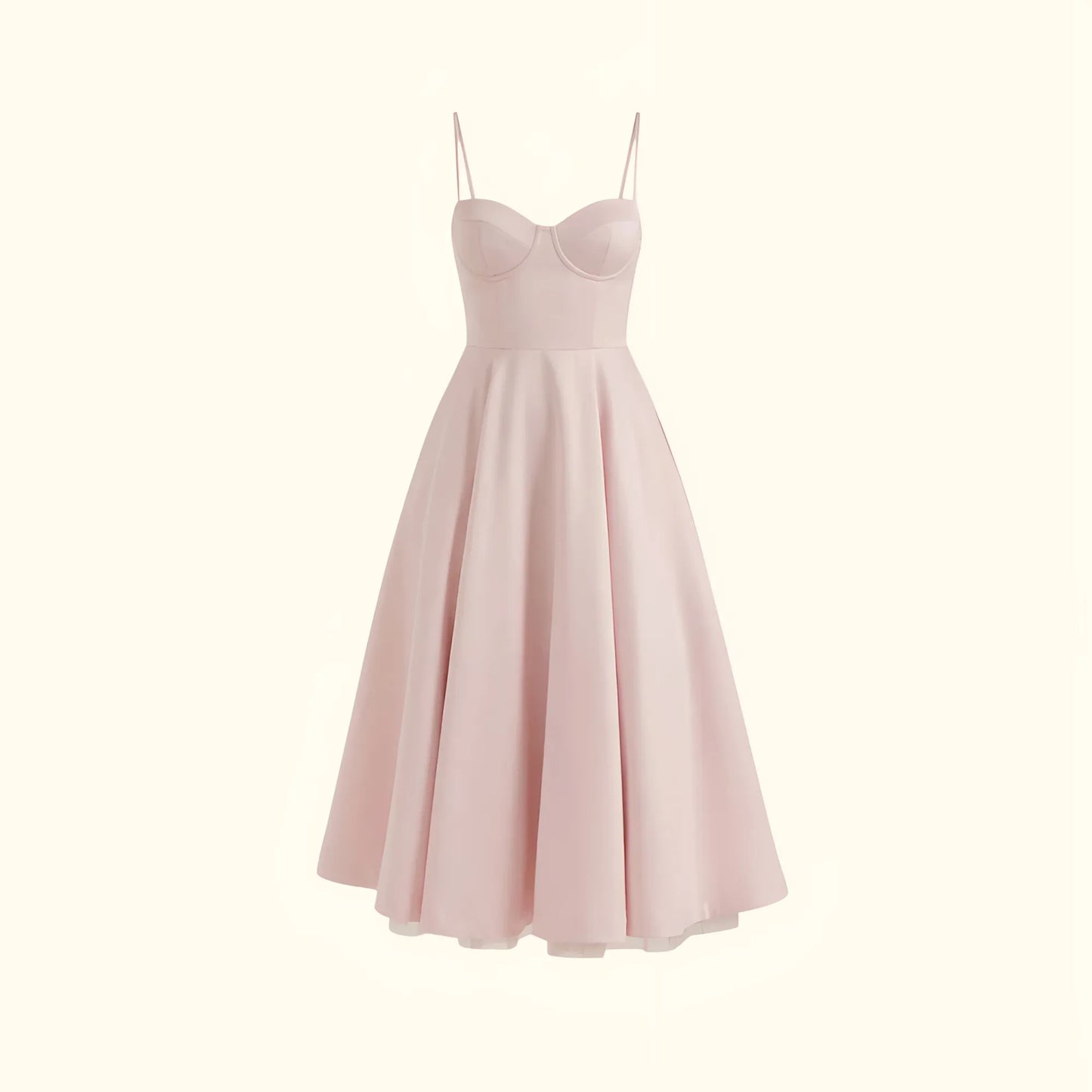 Vestido de Invitada de Boda Midi Elegante de Verano con Tirantes
