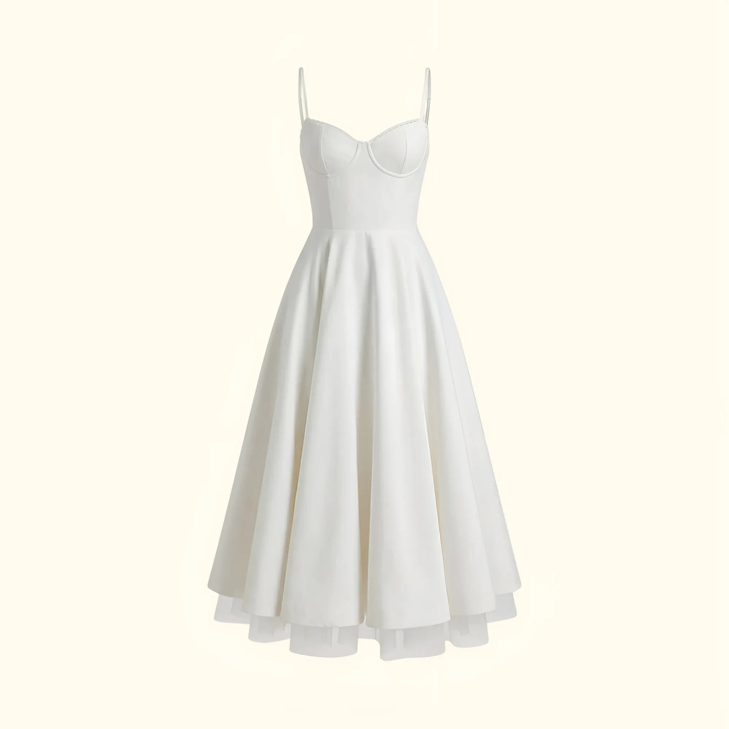 Vestido de Invitada de Boda Midi Elegante de Verano con Tirantes