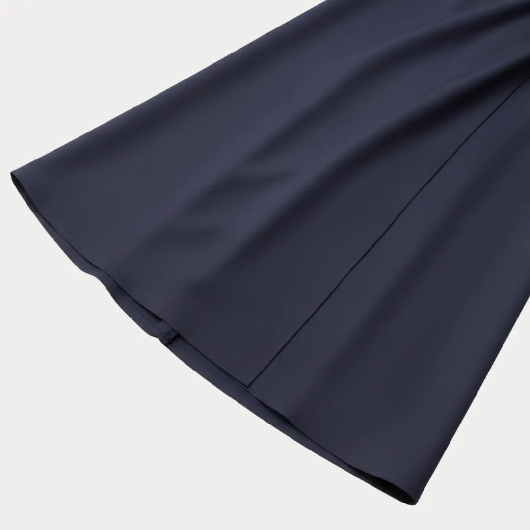 Vestido de Invitada de Boda Midi Manga Abullonada Elegante con Drapeado