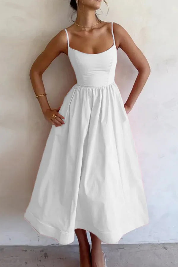 Vestido de Invitada de Boda Midi Verano Elegante con Asimétrico 