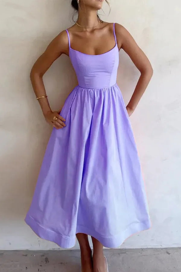 Vestido de Invitada de Boda Midi Verano Elegante con Asimétrico 