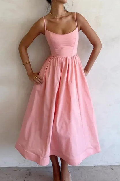 Vestido de Invitada de Boda Midi Verano Elegante con Asimétrico 
