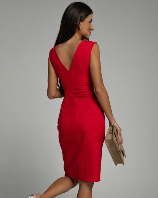 Vestido de Invitada de Boda Mini Elegante Plisado con Abertura