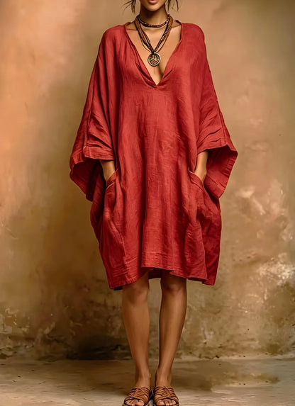 Vestido de Verano Corto Boho Casual con Escote en V
