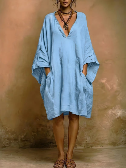 Vestido de Verano Corto Boho Casual con Escote en V