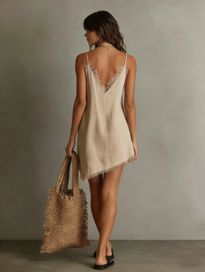 Vestido de Verano Corto Boho Casual con Flecos