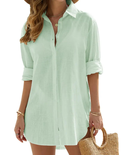 Vestido de Verano Corto Casual Elegante con Manga Larga