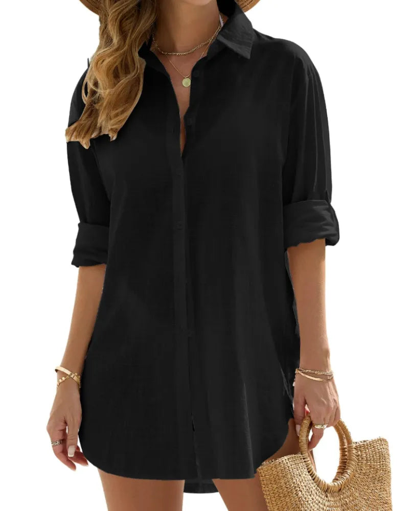 Vestido de Verano Corto Casual Elegante con Manga Larga