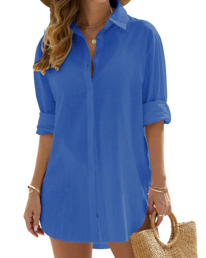 Vestido de Verano Corto Casual Elegante con Manga Larga