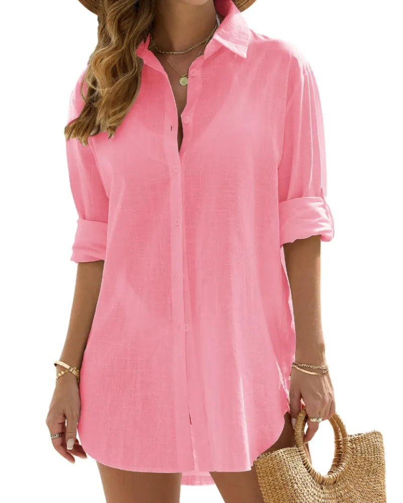 Vestido de Verano Corto Casual Elegante con Manga Larga