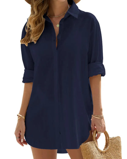 Vestido de Verano Corto Casual Elegante con Manga Larga