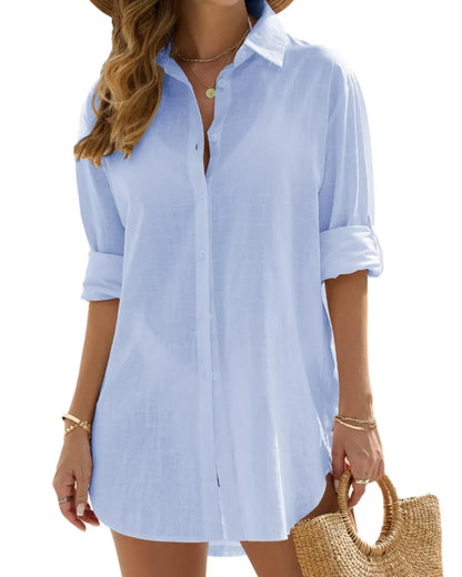 Vestido de Verano Corto Casual Elegante con Manga Larga