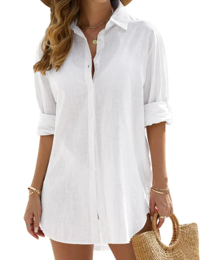 Vestido de Verano Corto Casual Elegante con Manga Larga