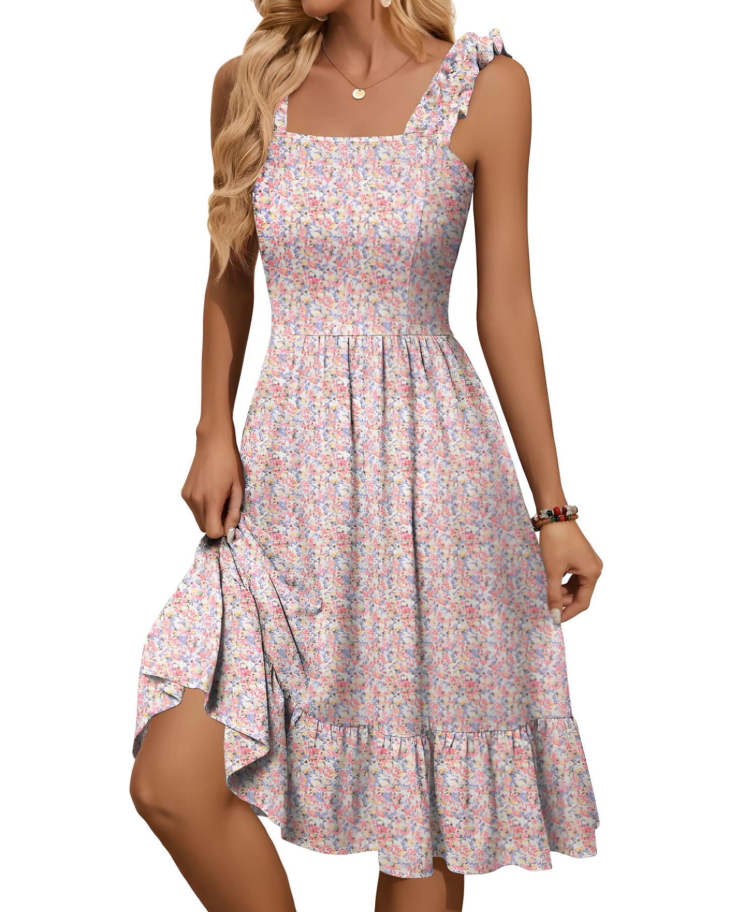 Vestido de Verano Corto Casual Elegante con Volantes
