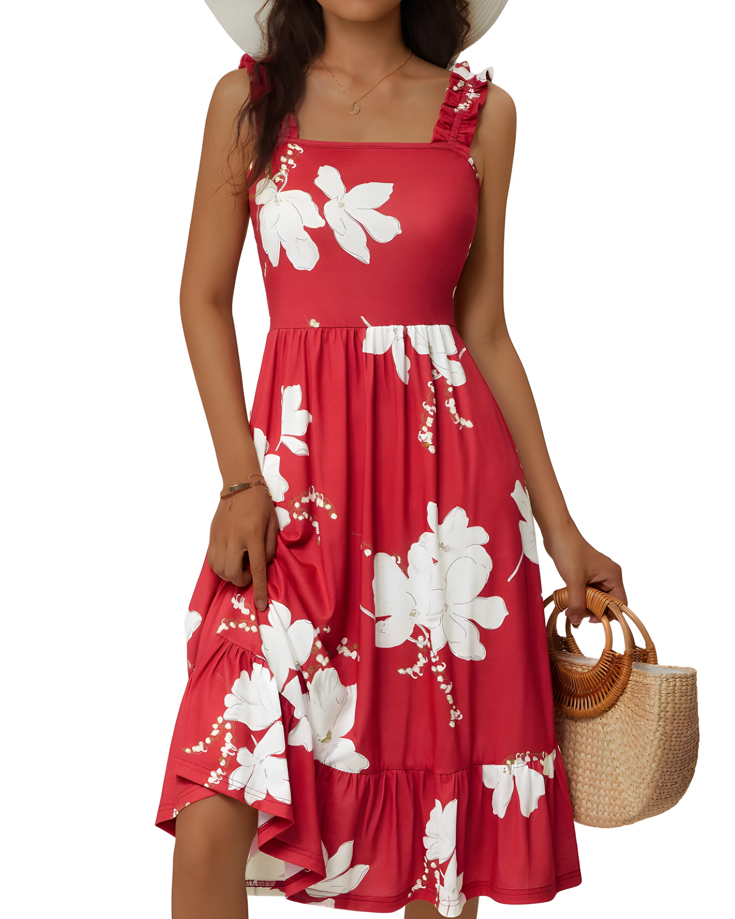 Vestido de Verano Corto Casual Elegante con Volantes