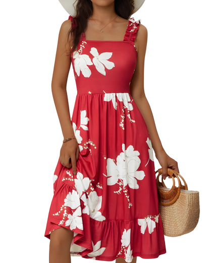 Vestido de Verano Corto Casual Elegante con Volantes