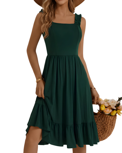 Vestido de Verano Corto Casual Elegante con Volantes