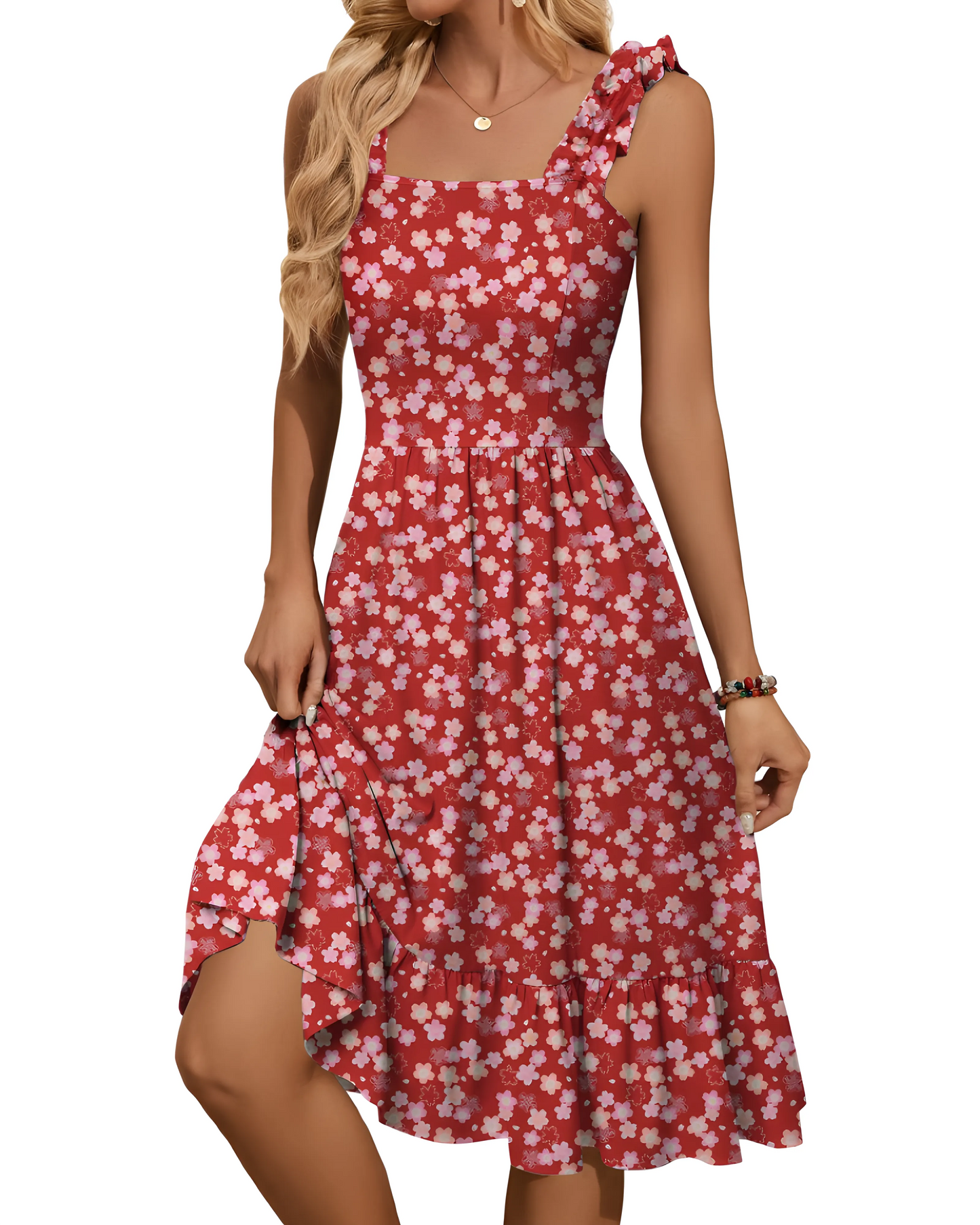 Vestido de Verano Corto Casual Elegante con Volantes