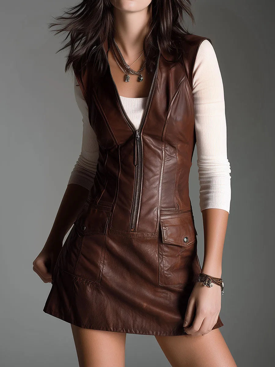 Vestido de Verano Corto Casual con Cremallera