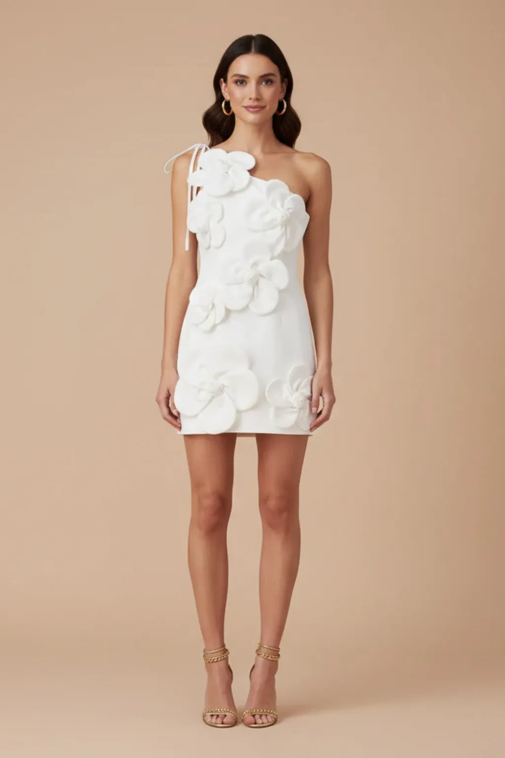 Vestido de Verano Corto Elegante Floral con Un Hombro