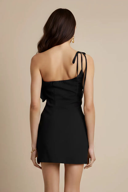 Vestido de Verano Corto Elegante Floral con Un Hombro