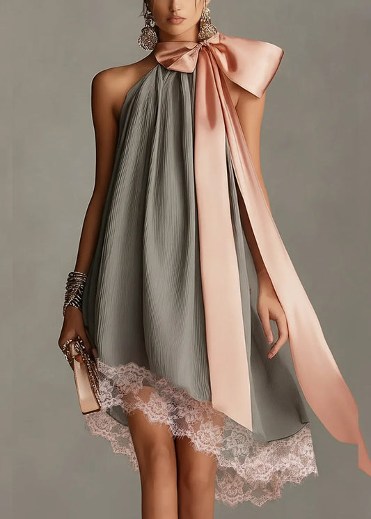 Vestido de Verano Corto Elegante con Lazo