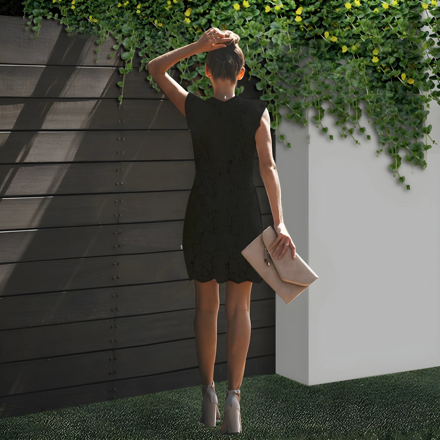 Vestido de Verano Corto Elegante de Flores con Manga Corta