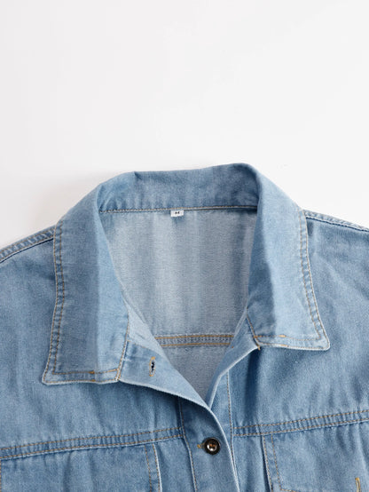 Vestido de Verano Corto Vaquero Casual con Flecos