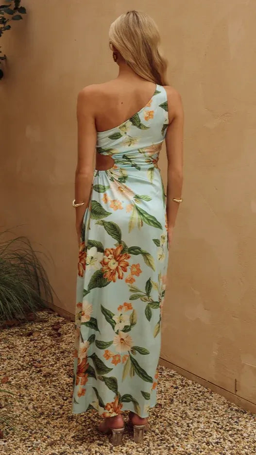 Vestido de Verano Largo Asimétrico y Floral con Asimétrico y Cut Out