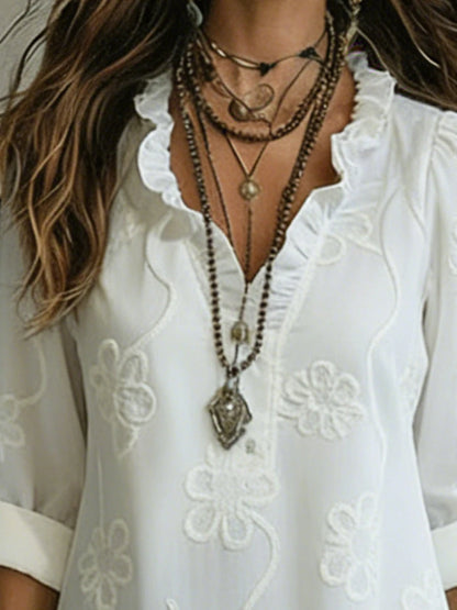 Vestido de Verano Largo Boho con Flores y Volantes