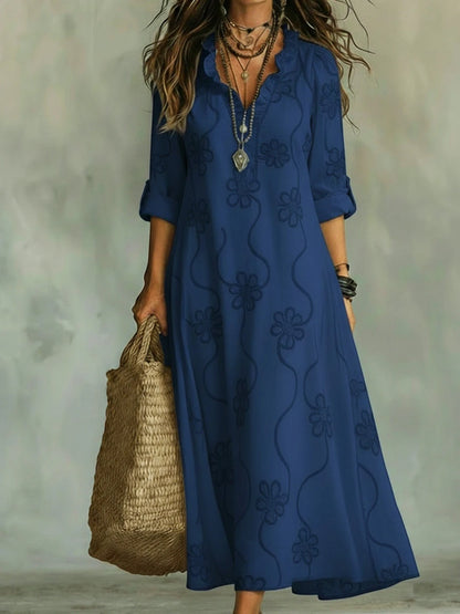 Vestido de Verano Largo Boho con Flores y Volantes