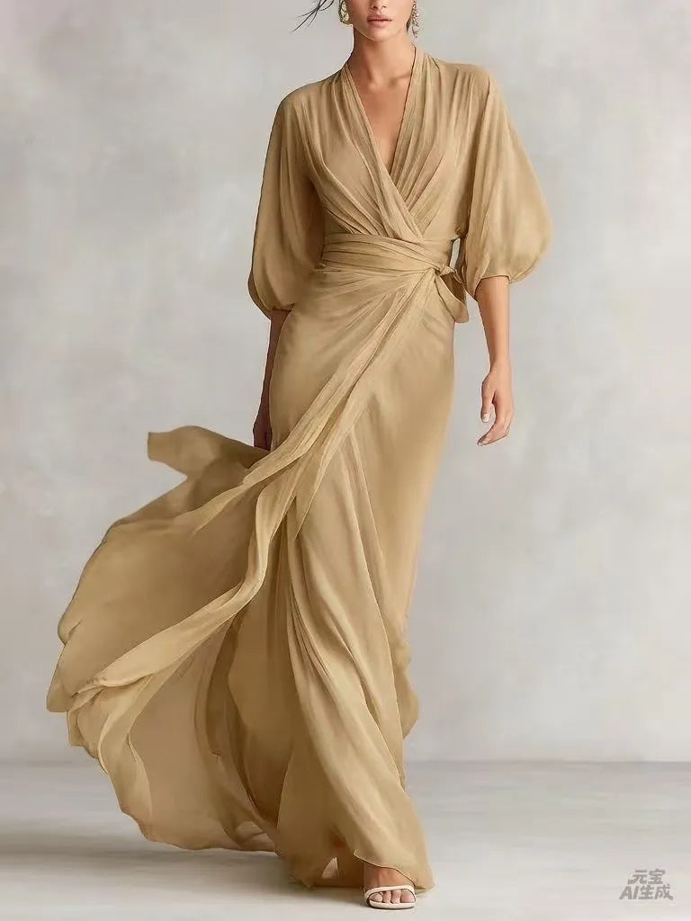 Vestido de Verano Largo Boho con Manga Abullonada