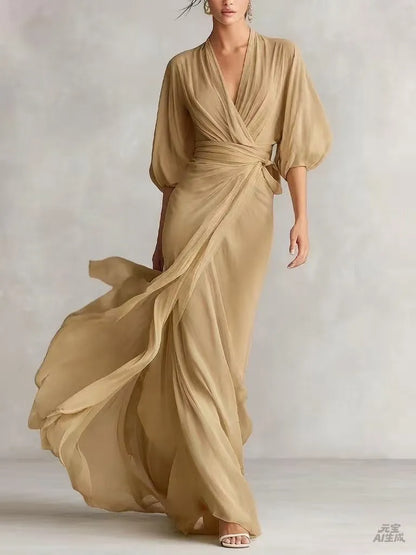 Vestido de Verano Largo Boho con Manga Abullonada