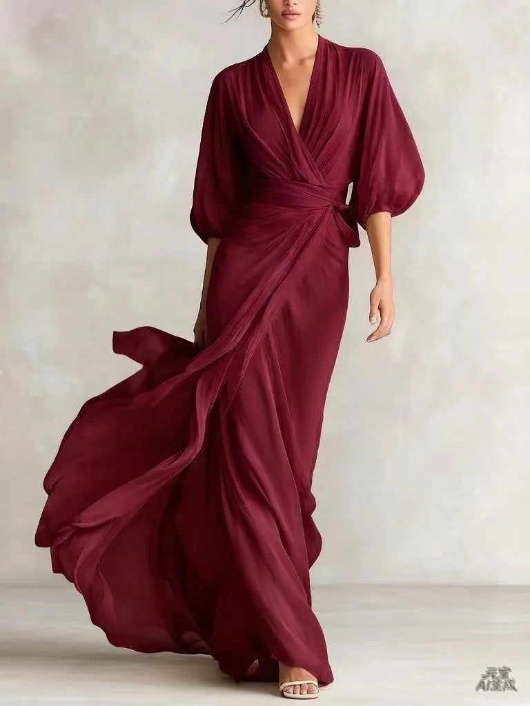 Vestido de Verano Largo Boho con Manga Abullonada