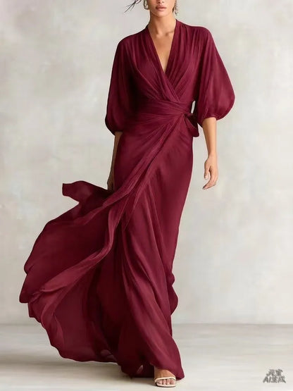 Vestido de Verano Largo Boho con Manga Abullonada