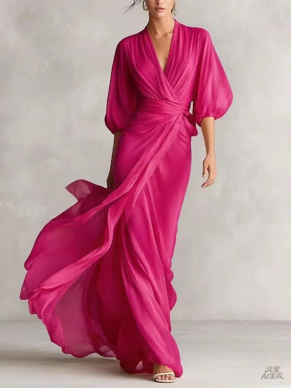 Vestido de Verano Largo Boho con Manga Abullonada