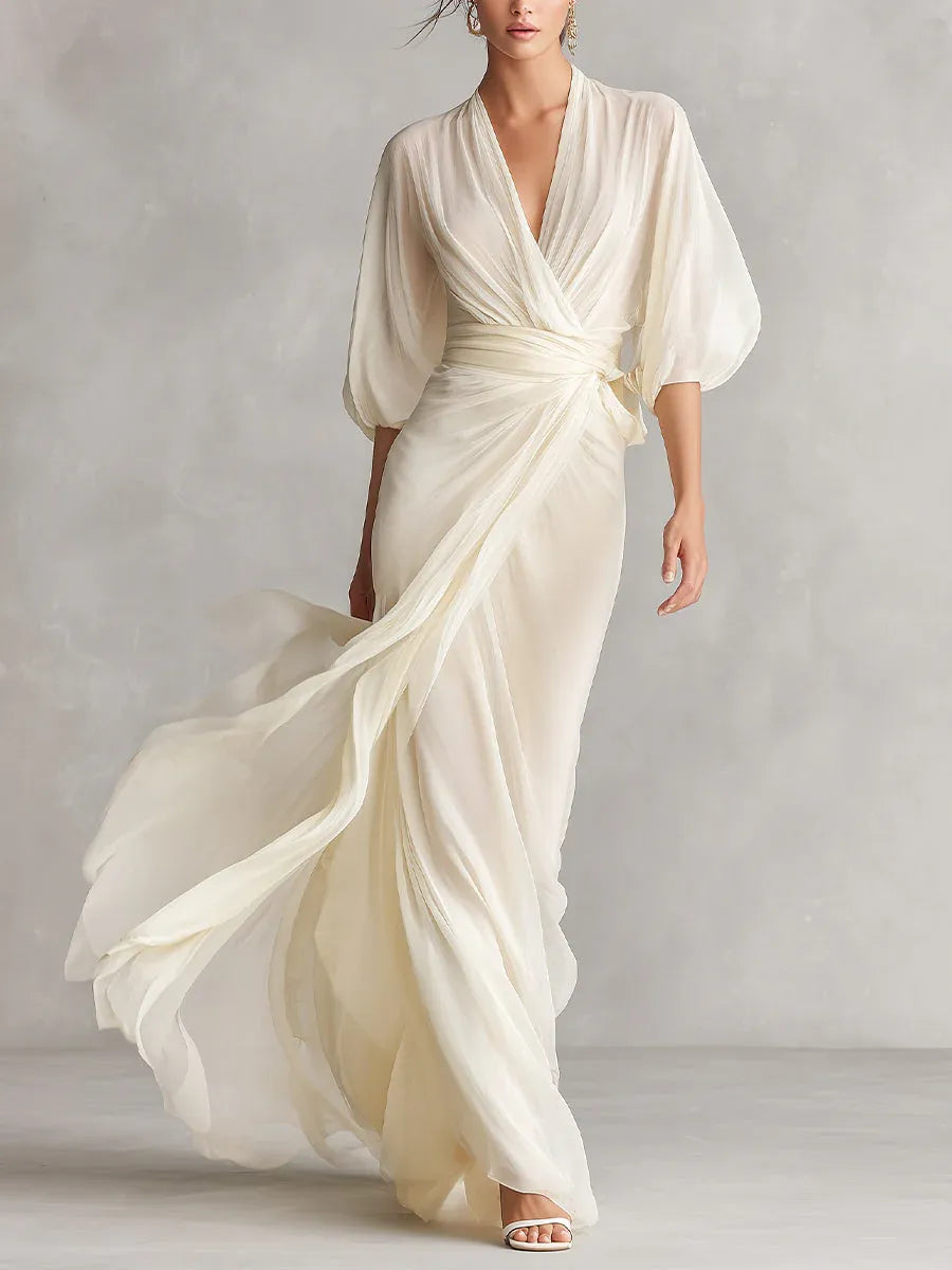 Vestido de Verano Largo Boho con Manga Abullonada