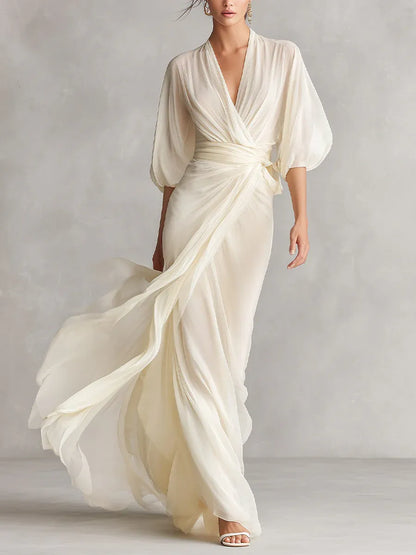 Vestido de Verano Largo Boho con Manga Abullonada
