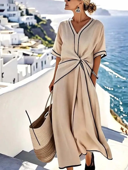 Vestido de Verano Largo Casual Elegante con Escote V